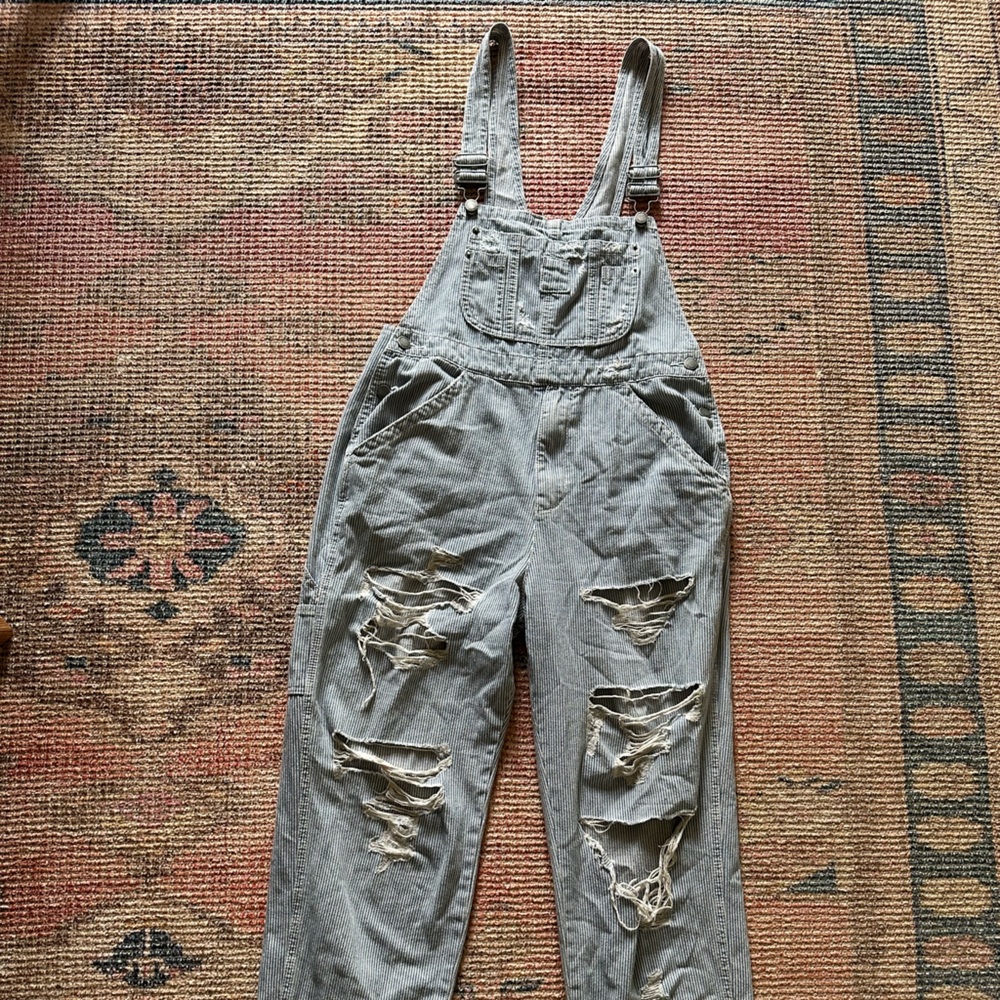 Distressed Gray Overalls